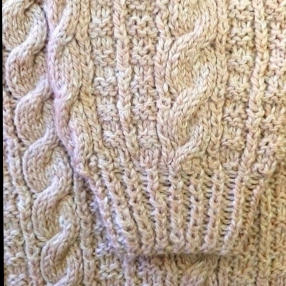 Handmade Cable Knit Long Slouchy Fuzzy Wool Cardigan Ribbed Cuffs Oatmeal Color - Picture 6 of 13